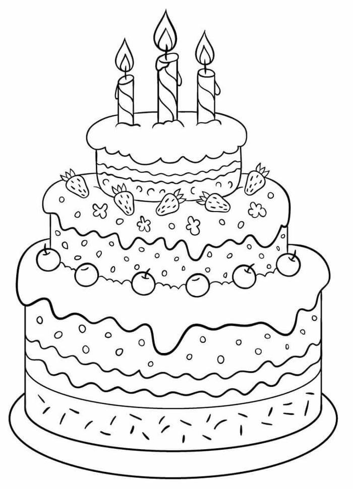 bức tranh tô màu bánh sinh nhật dễ
