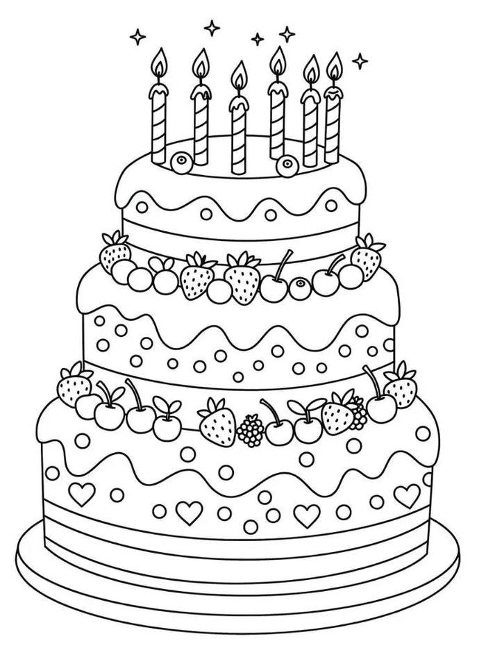 bức tranh tô màu bánh sinh nhật sáng