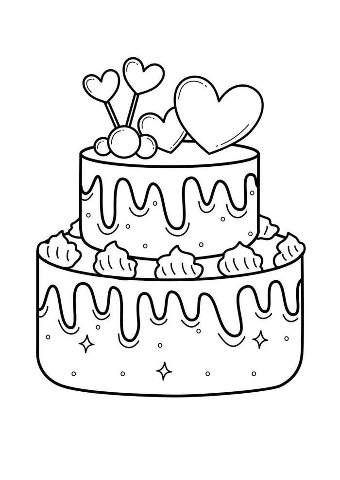bức tranh tô màu bánh sinh nhật xinh