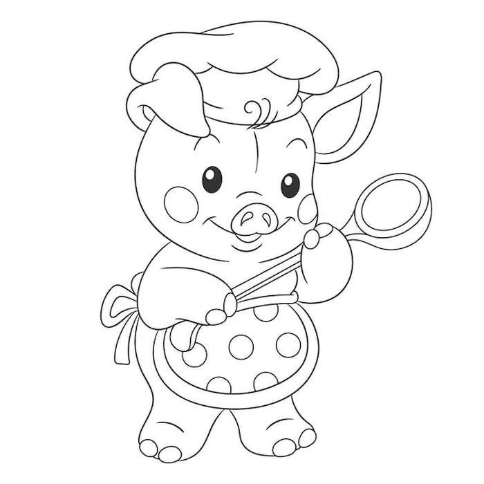 bức tranh tô màu con heo dễ