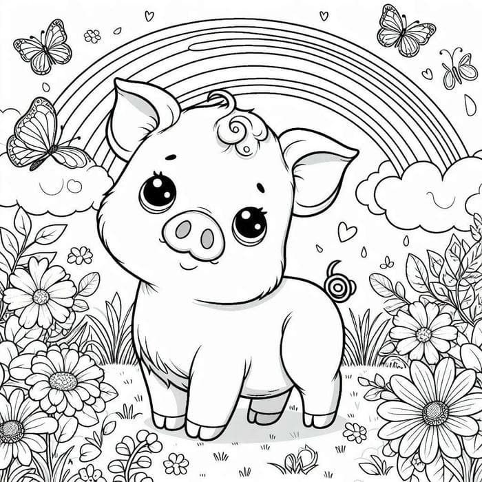 bức tranh tô màu con heo vui