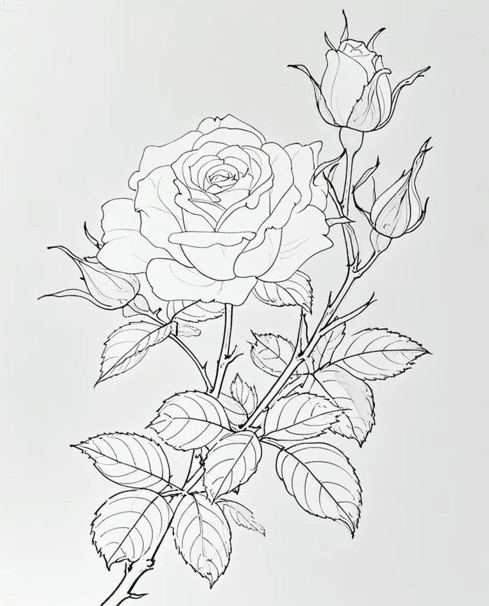bức tranh tô màu hoa hồng cân đối