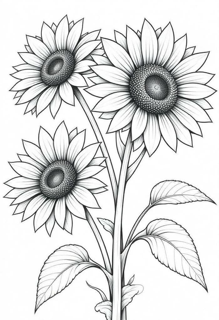 bức tranh tô màu hoa hướng dương đẹp