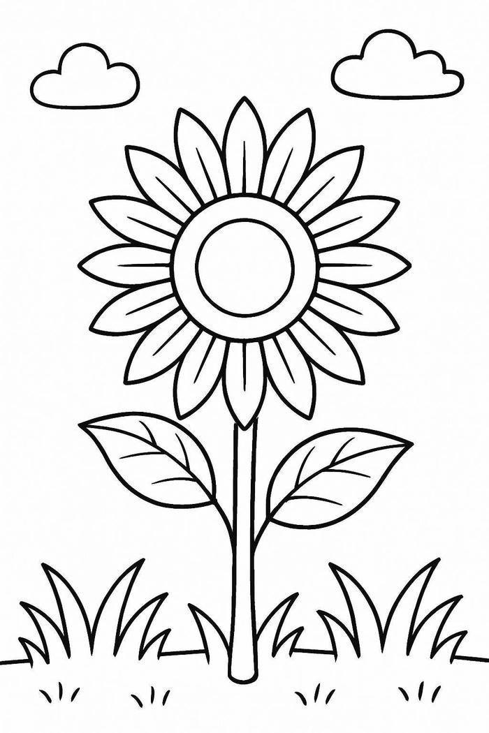 bức tranh tô màu hoa hướng dương tinh tế