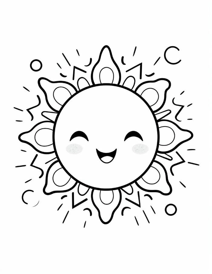 bức tranh tô màu ông mặt trời hiền