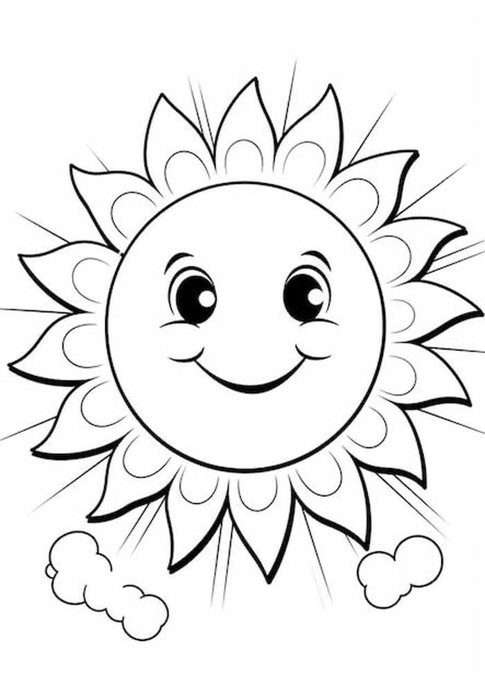 bức tranh tô màu ông mặt trời thân thiện