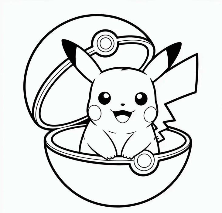 bức tranh tô màu pikachu dáng ngồi