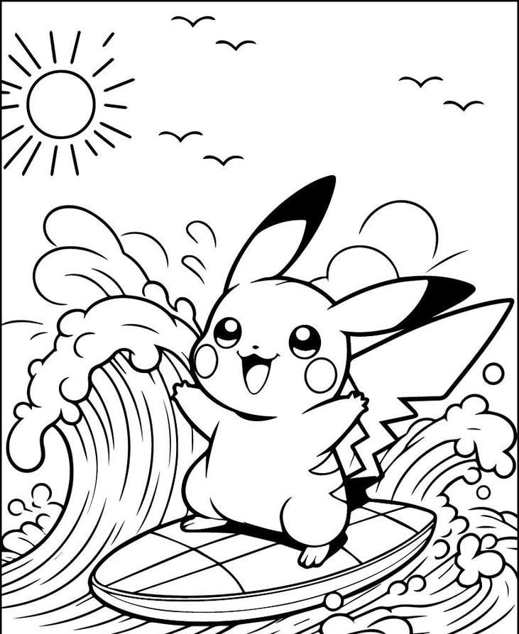 bức tranh tô màu pikachu đẹp nhẹ