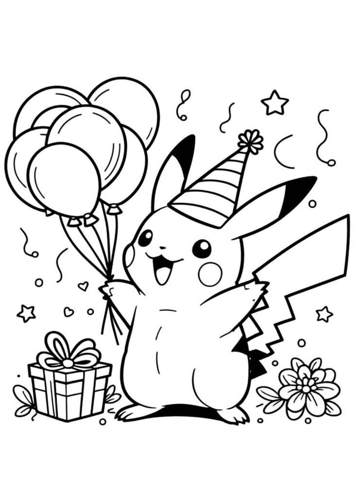 bức tranh tô màu pikachu nét rõ