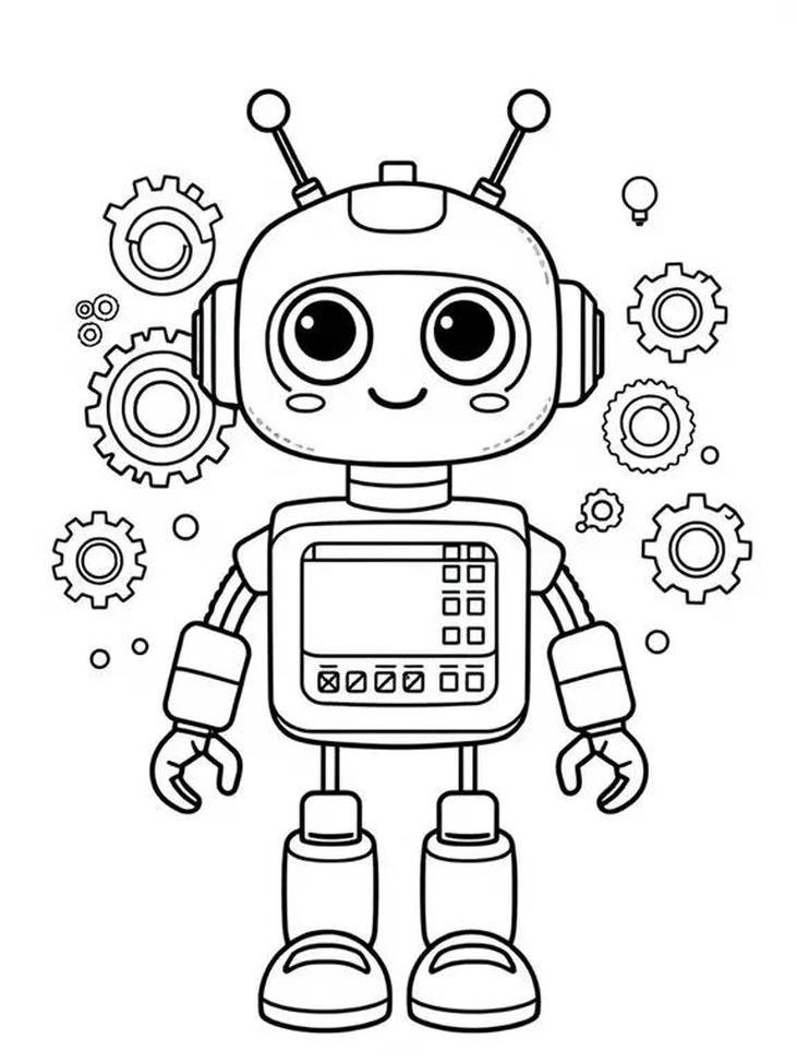 bức tranh tô màu robot tạo hình vui