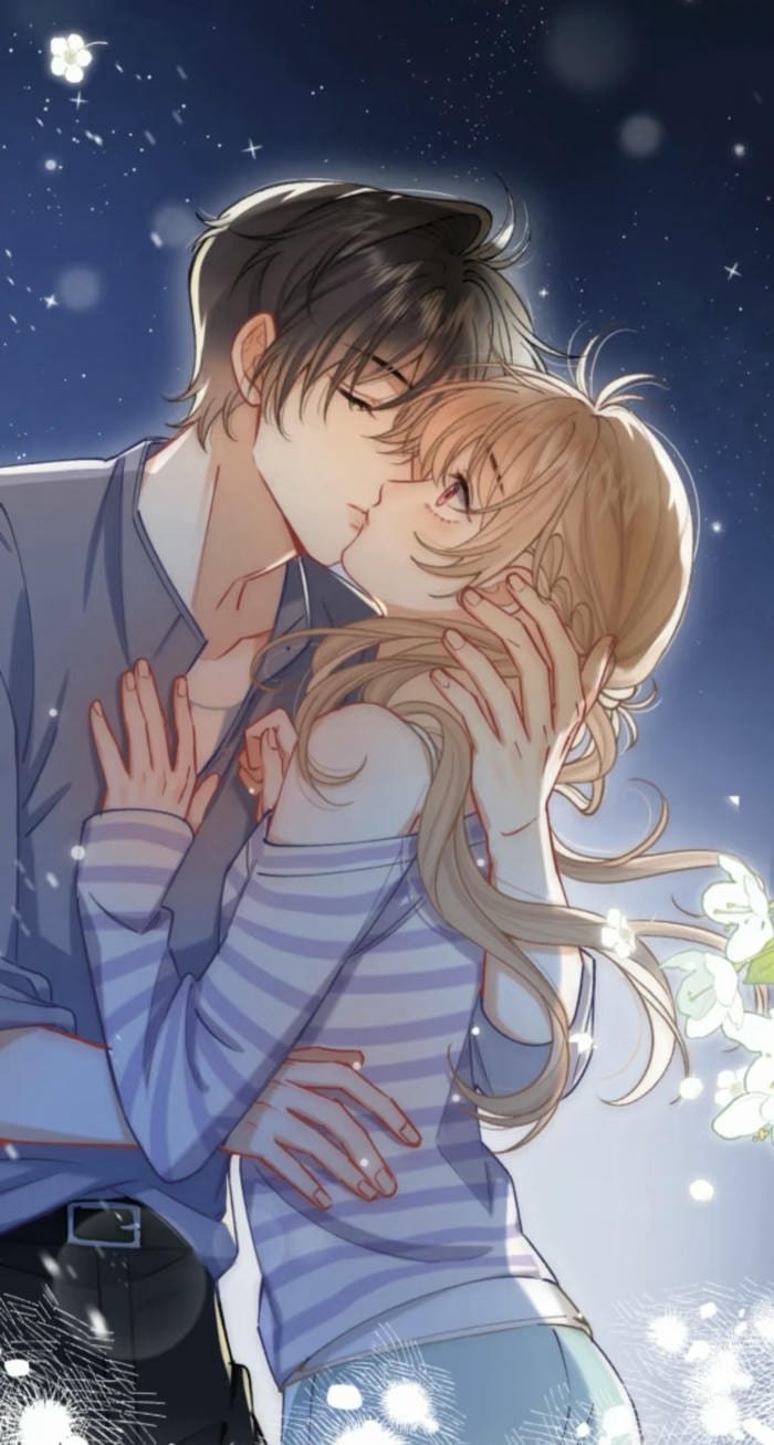 cặp đôi anime hôn nhau trong gió