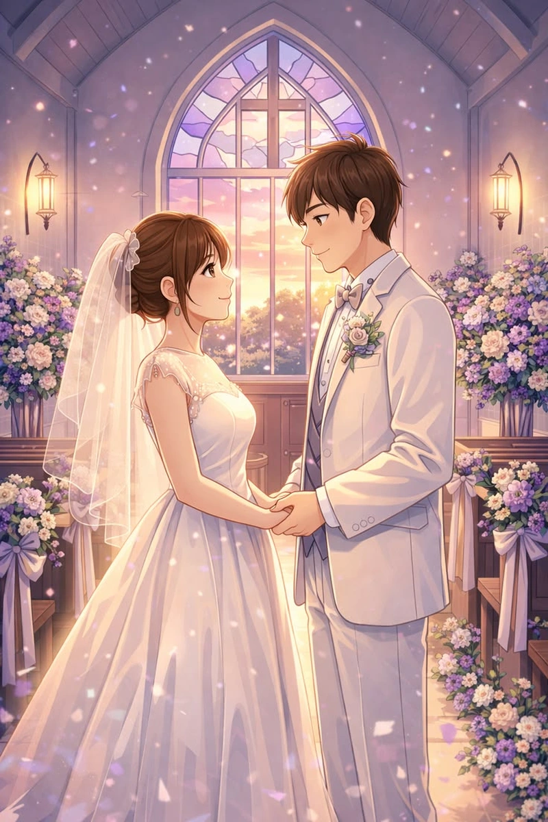 cặp đôi anime sánh bước trên con đường hạnh phúc