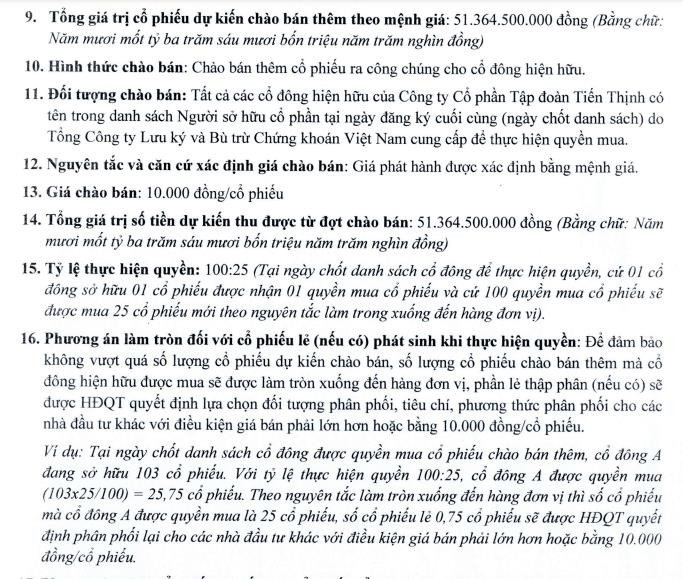 Cổ phiếu TT6 với mệnh giá chào bán và giá thị trường