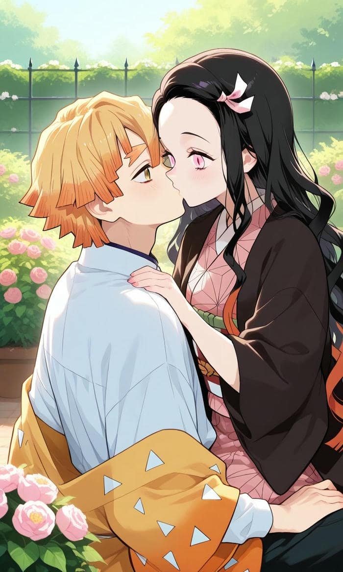 đôi anime hôn nhau tình cảm