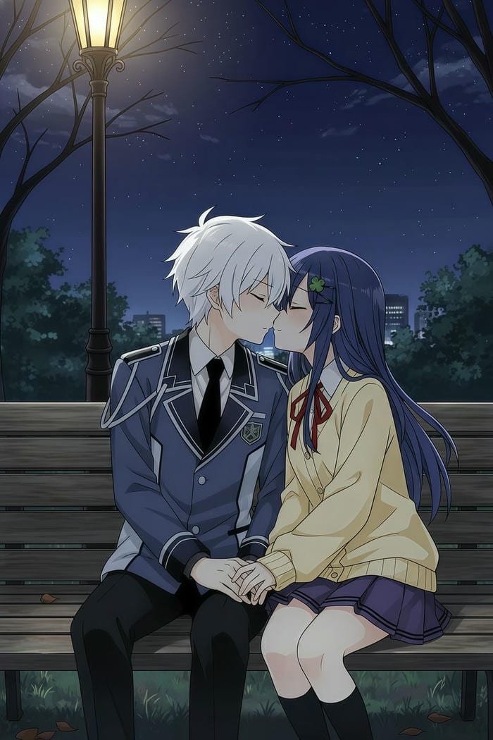 đôi anime hôn nhau trong đêm sao