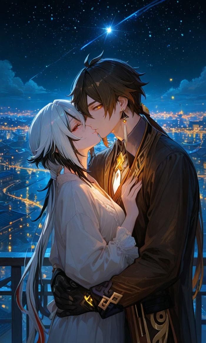 đôi tình nhân hôn nhau anime đẹp hiếm