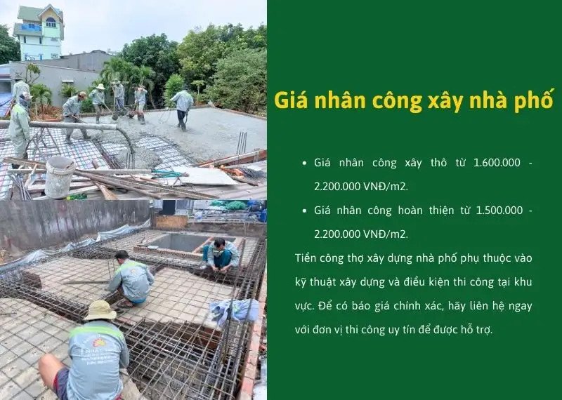 Giá nhân công xây dựng nhà phố
