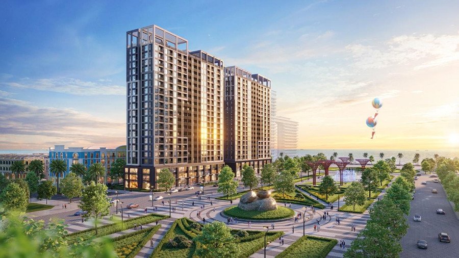 Hai tòa tháp P2 P3 dự án The Pathway Sầm Sơn bên bờ biển