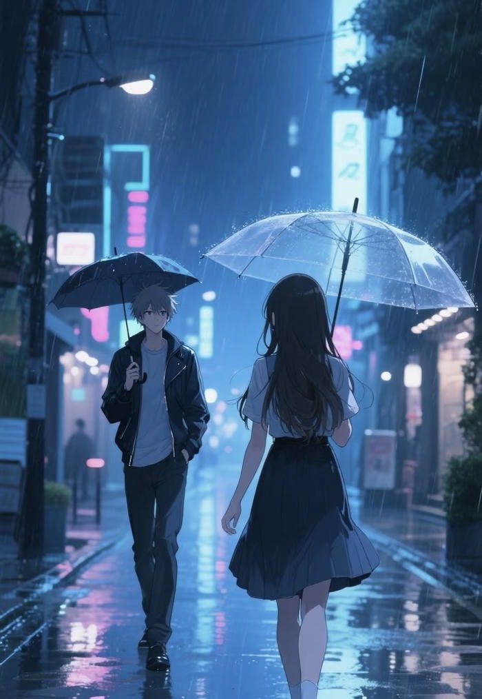 hình ảnh anime chia tay mưa