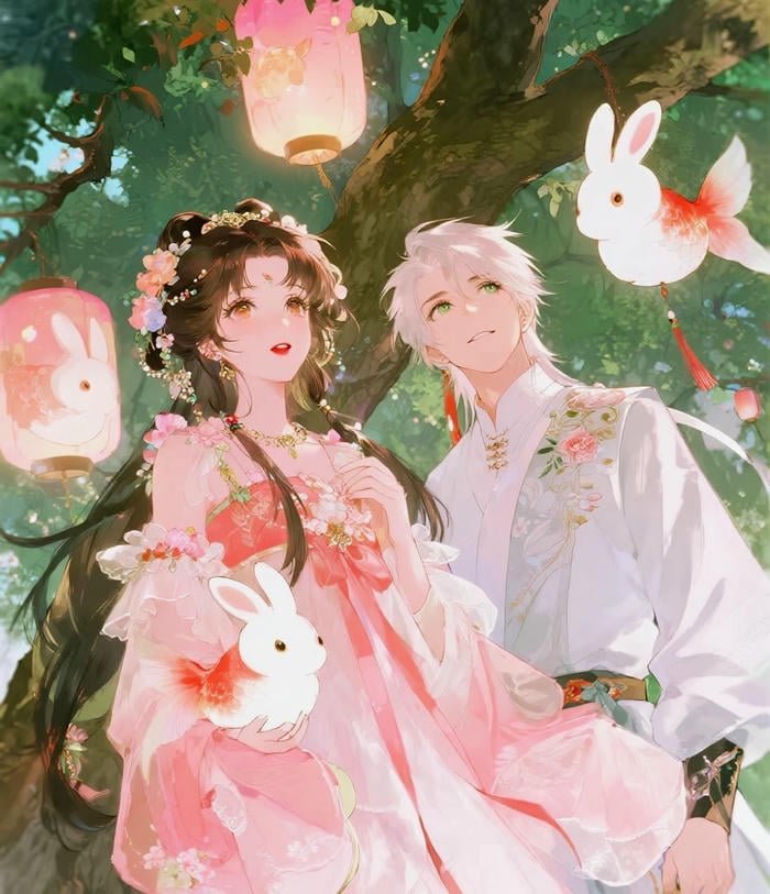 hình ảnh anime đôi dưới tán cây