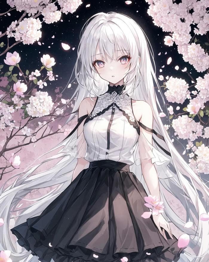 hình ảnh anime girl tóc trắng sắc sảo