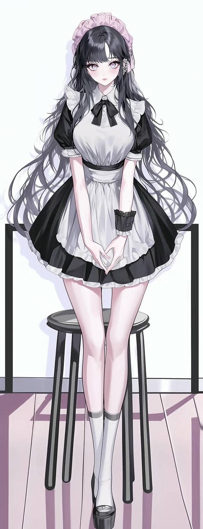 hình ảnh anime hầu gái phong cách sang trọng