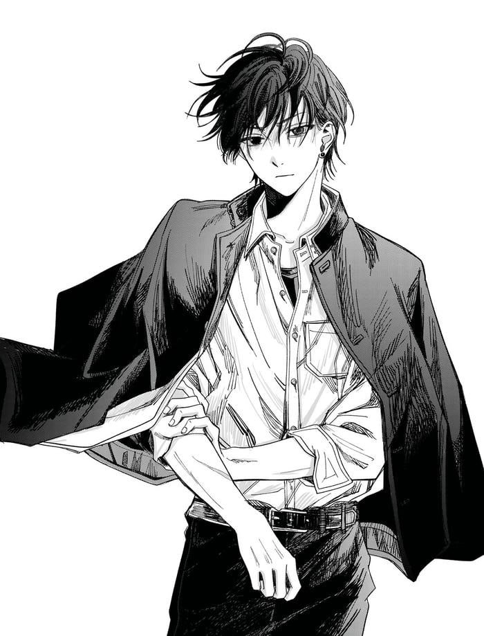 hình ảnh anime nam đen trắng