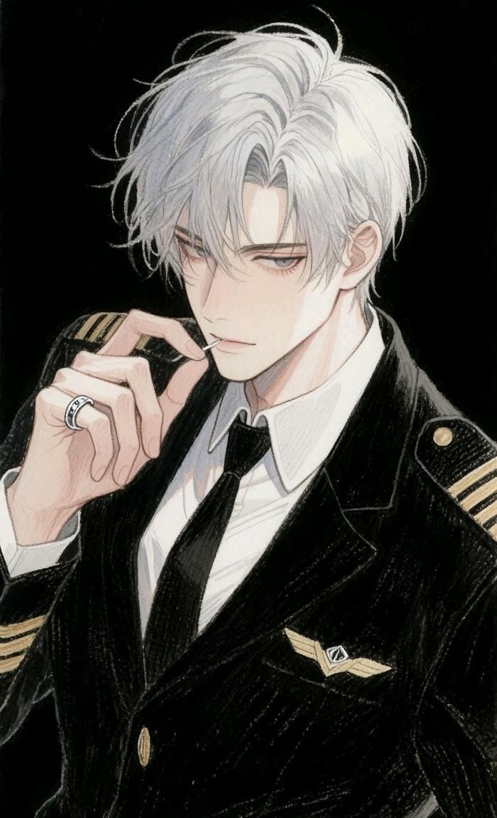 hình ảnh anime nam tóc trắng thần bí