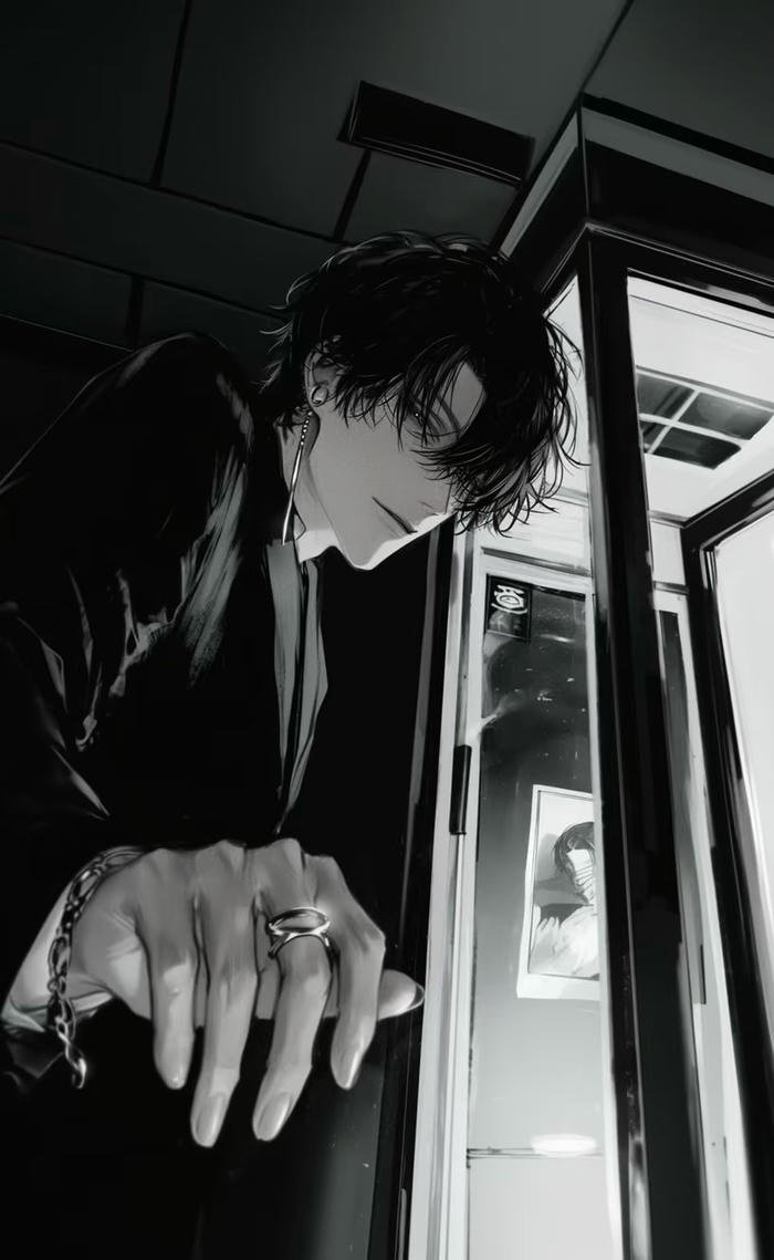 hình ảnh anime nam trắng đen bí ẩn