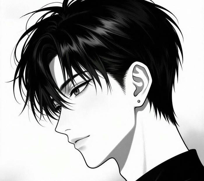 hình ảnh anime nam trắng đen cô độc