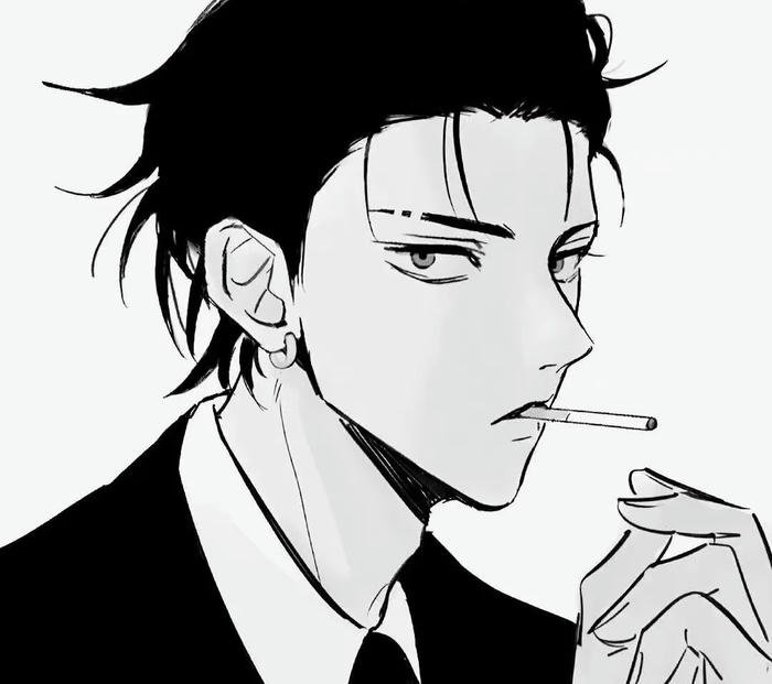 hình ảnh anime nam trắng đen đầy suy tư