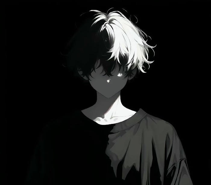 hình ảnh anime nam trắng đen sắc thái buồn