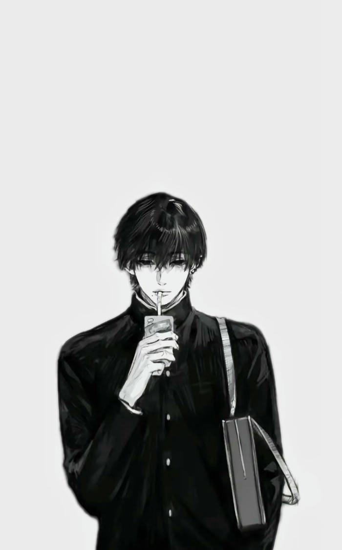 hình ảnh anime nam trắng đen u tối