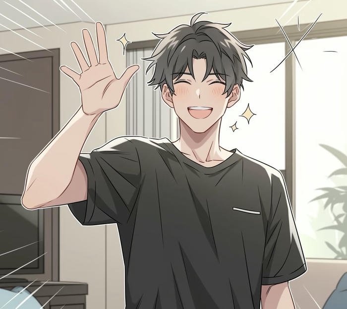 hình ảnh anime nam vẫy tay chào
