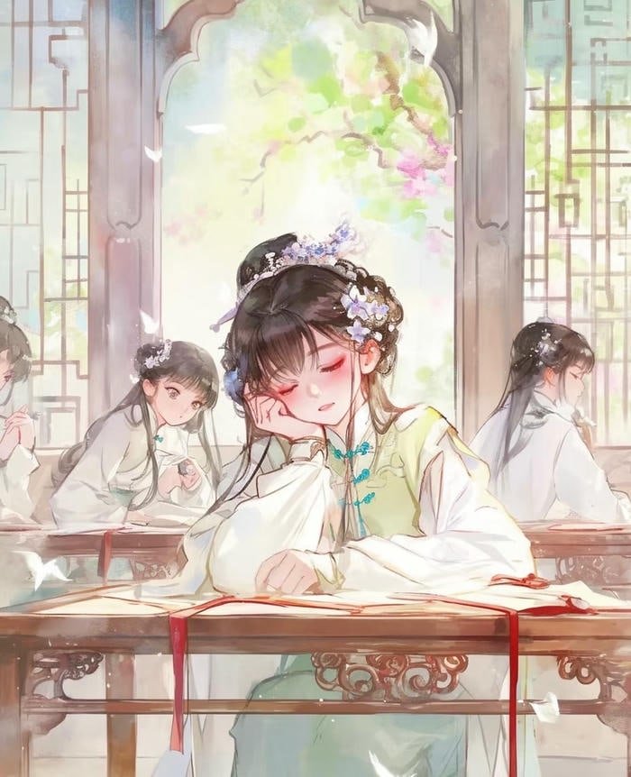 hình ảnh anime nữ cổ trang nhắm mắt