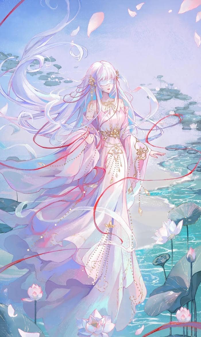 hình ảnh anime nữ cổ trang trang phục dài