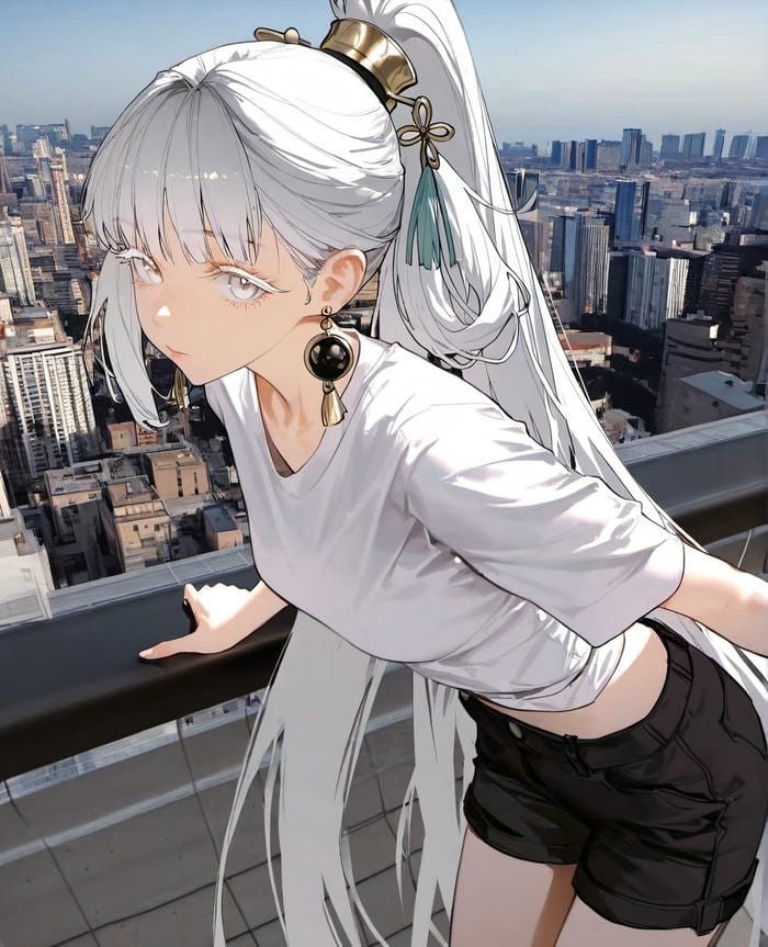 hình ảnh anime nữ dáng ngồi cô độc