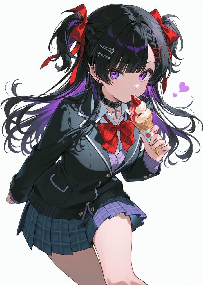 hình ảnh anime nữ học sinh ăn kem