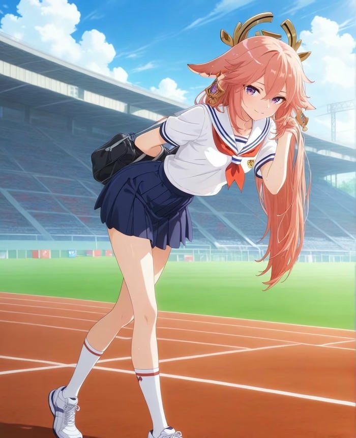 hình ảnh anime nữ học sinh ở sân bóng