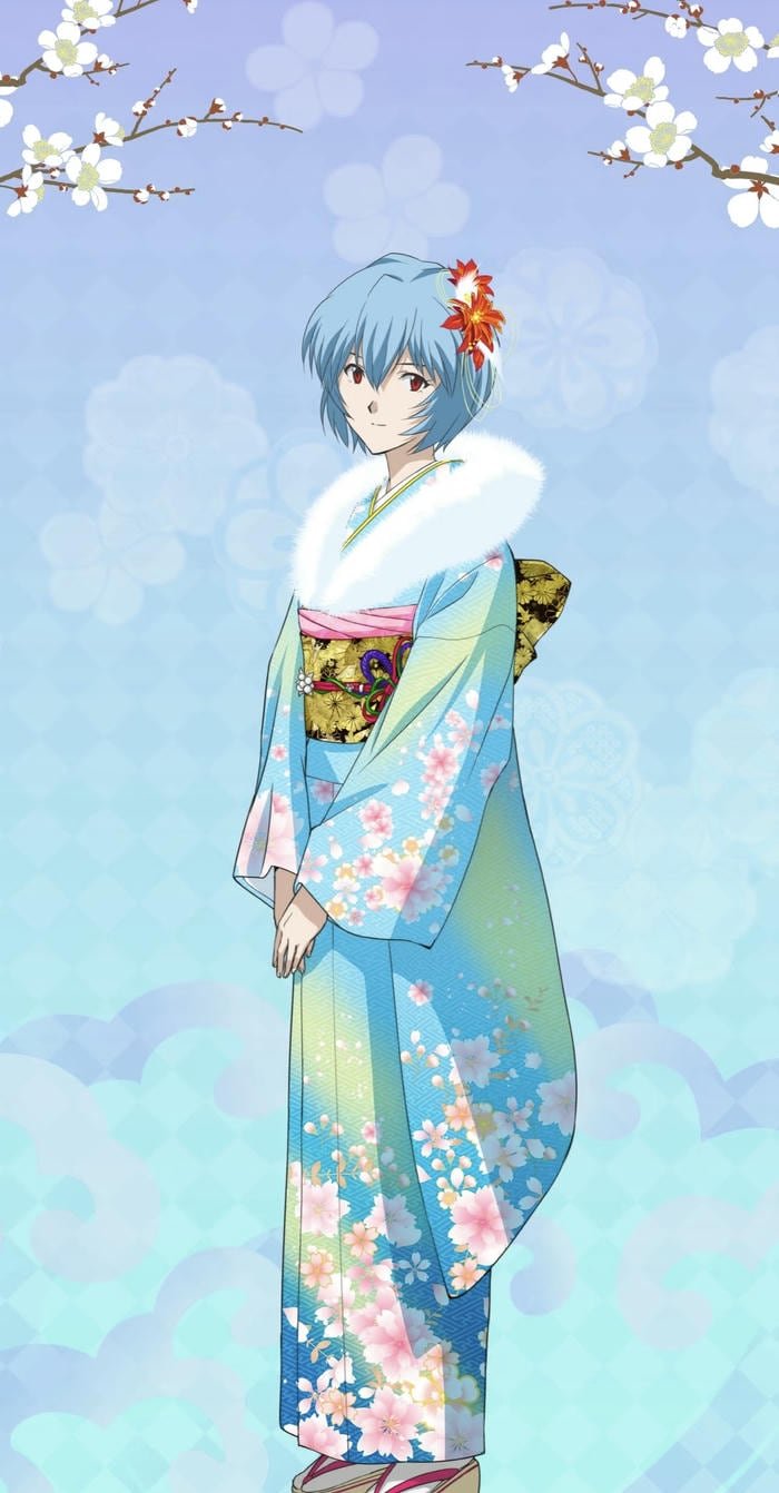 hình ảnh anime nữ mặc kimono chỉnh chu truyền thống