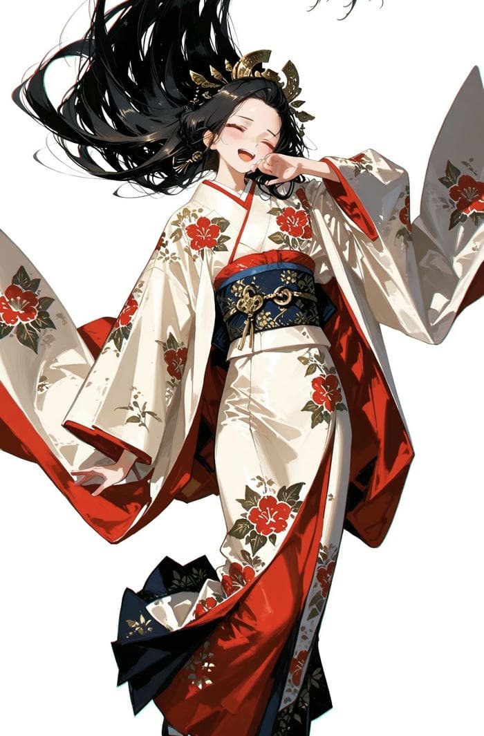 hình ảnh anime nữ mặc kimono kín đáo chuẩn phép