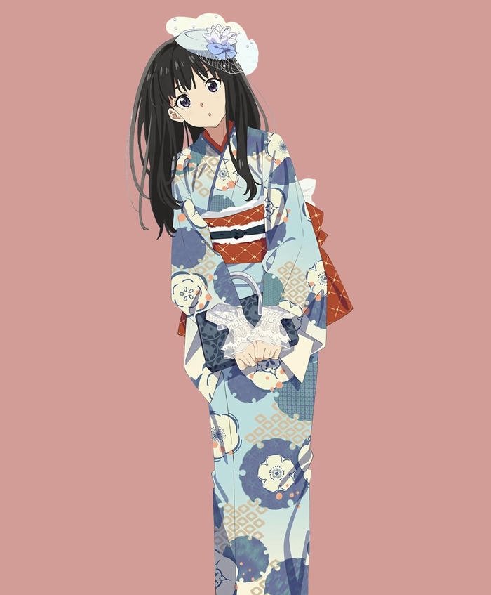 hình ảnh anime nữ mặc kimono kín kẽ cổ phong