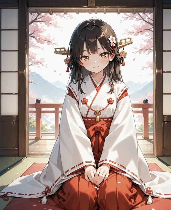 hình ảnh anime nữ mặc kimono trang trọng kín đáo