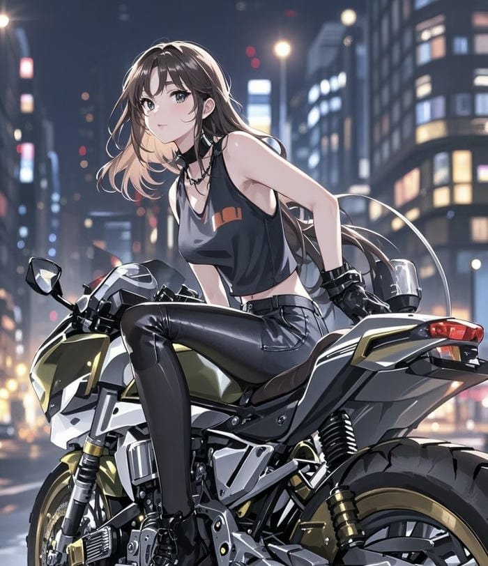 hình ảnh anime nữ ngầu bối cảnh đêm