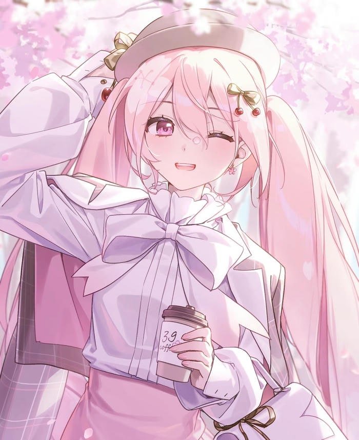 hình ảnh anime nữ tóc hồng trong sáng
