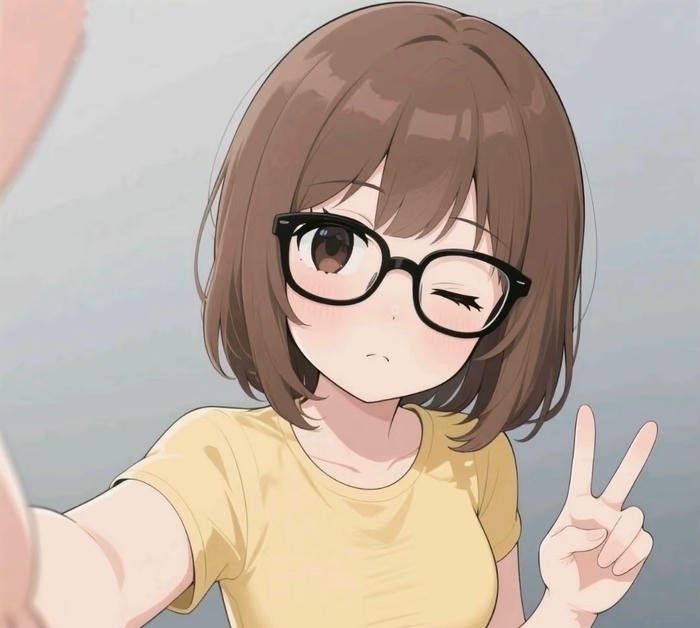 hình ảnh anime nữ tóc ngắn đeo kính