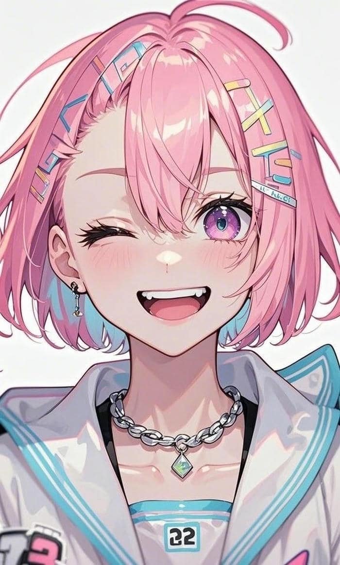 hình ảnh anime nữ tóc ngắn tóc hồng