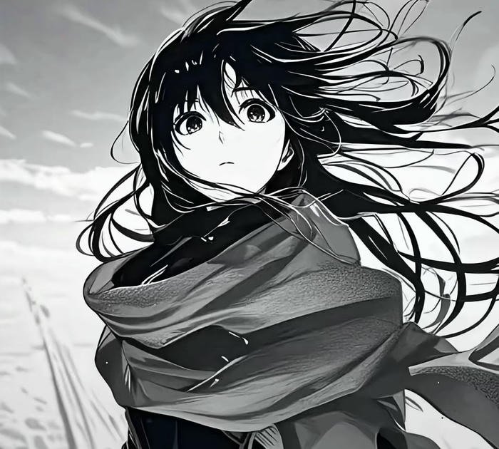 hình ảnh anime nữ trắng đen buồn nhẹ