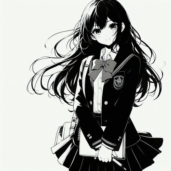 hình ảnh anime nữ trắng đen phai nhạt cảm xúc