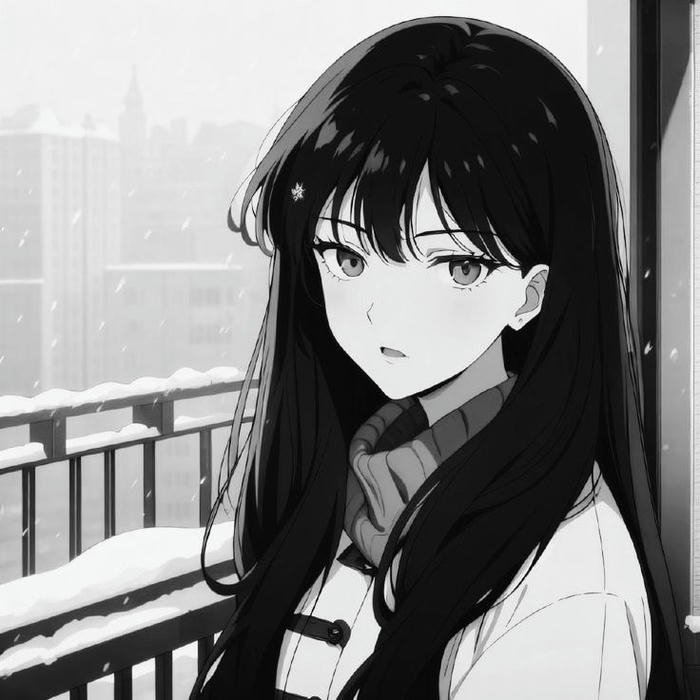hình ảnh anime nữ trắng đen suy sụp tinh thần